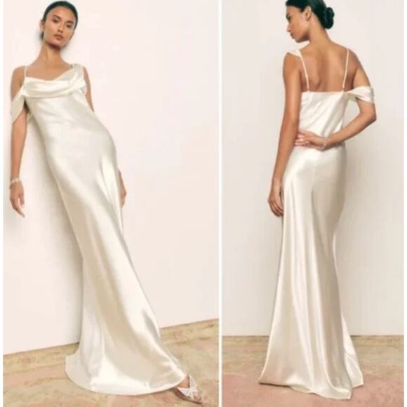 Reformation Dresses & Skirts - Reformation X Ronda Silk Maxi Dress One Shoulder Ivory Sz 8 NWT